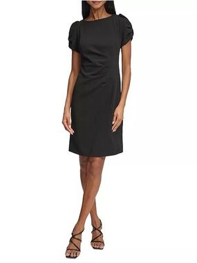 Karl Lagerfeld Black Puff-Sleeve Sheath Dress
